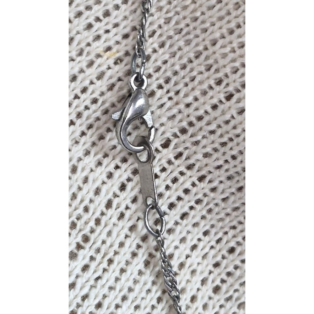 Blue Saphire Spectrum Square Stone Pendant Necklace 16 Inch .925 Sterling Silver - Picture 5 of 6